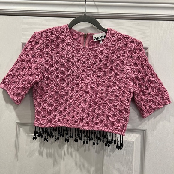 Ganni smocked satin tshirt 34 - Picture 5 of 10